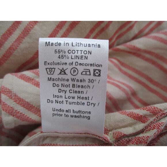 Palmer Harding Shirt Dress Womens 8 Linen Blend Striped A-Line Belted Red Beige - Picture 16 of 16